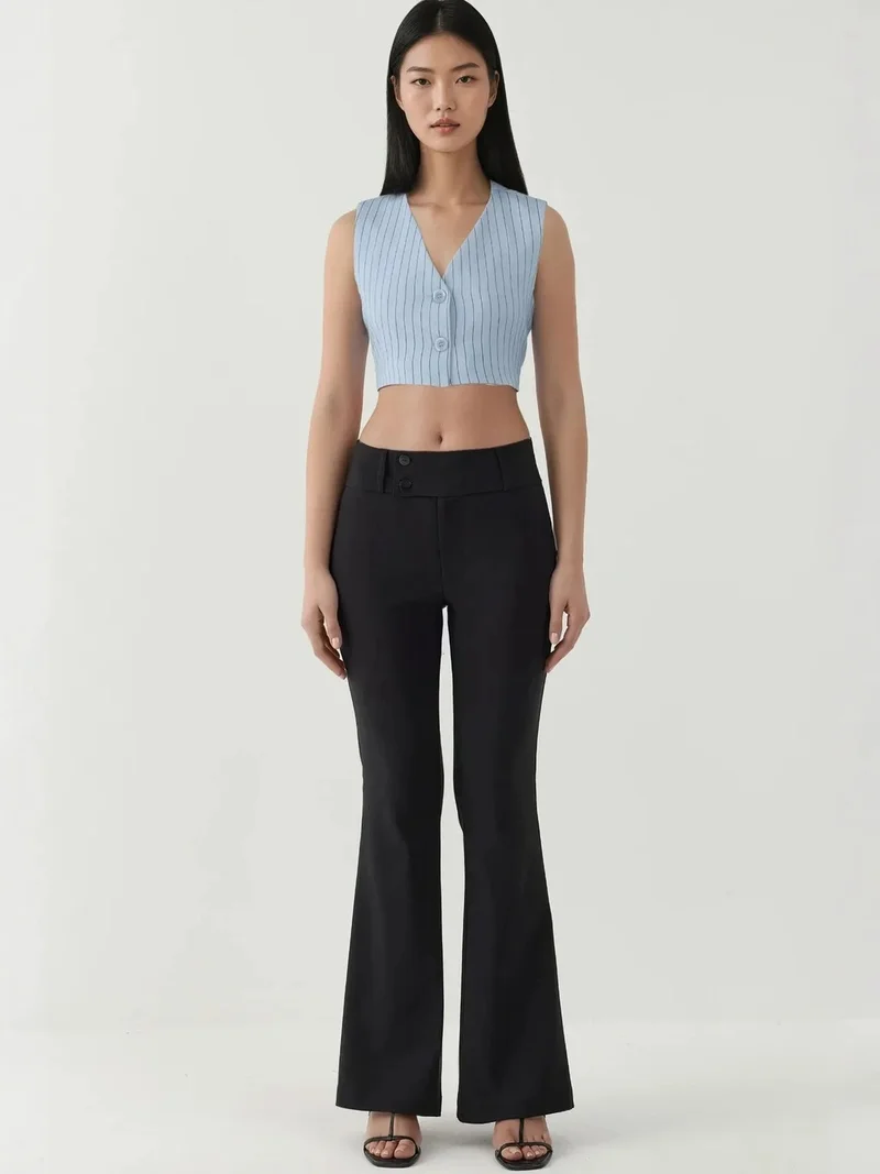 Hiccup Black Low Waist Flare Pants for Women | Best Price UAE